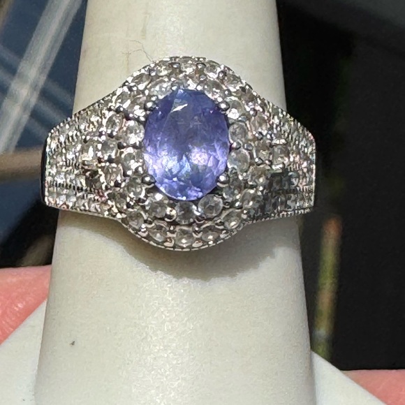 925 Tanzanite Halo Ring